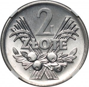 République populaire de Pologne, 2 zlotys 1970, Berry, variété avec le chiffre 7 arrondi dans la date