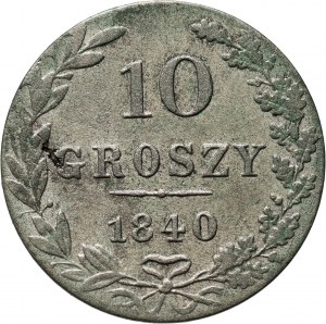 Zabór rosyjski, Mikołaj I, 10 groszy 1840 MW, Warszawa