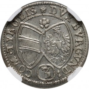 Austria, arcyksiążę Ferdynand Karol, 3 krajcary 1645, Hall