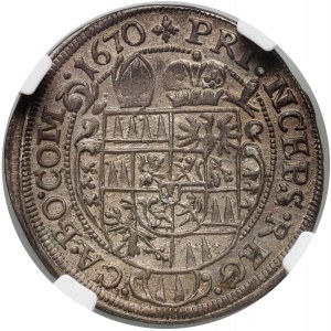 Austria, Ołomuniec, Karol II Liechtenstein, 3 krajcary 1670