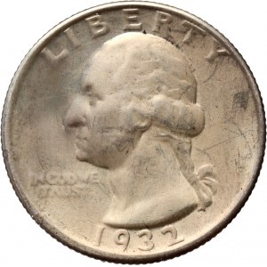 Vereinigte Staaten von Amerika, 1/4 Dollar 1932 D, Denver, Washington Silver Quarter, seltener Jahrgang