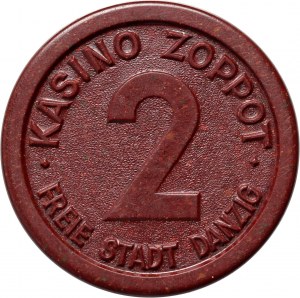 Freie Stadt Danzig, žetón 2 guldenov, KASINO ZOPPOT - Casino Sopot