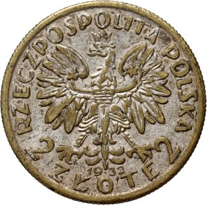 II RP, 2 zlotys 1932, Varsovie, Tête de femme, faux d'époque