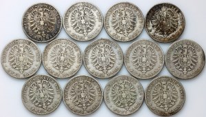 Germany, Prussia, Wilhelm I, set of 2 marks 1876, (13 pieces)