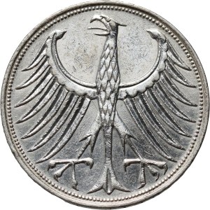 Deutschland, BRD, 5 Mark 1958 J, Hamburg, sehr selten