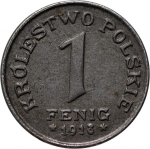 Królestwo Polskie, 1 fenig 1918 F, Stuttgart