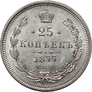 Russland, Alexander II, 25 Kopeken 1877 СПБ НI, St. Petersburg