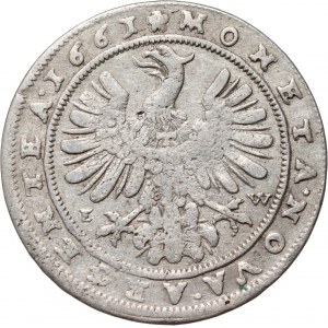Sliezsko, vojvodstvo Legnicko-Brzesko-Wołowskie, Ludwik IV Legnicki, 15 krajcarów 1661 EW, Brzeg