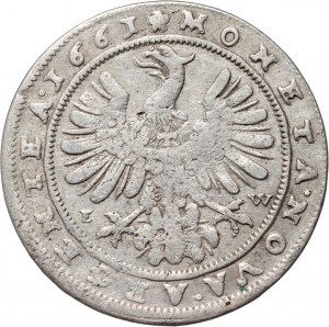 Silésie, Duché de Legnicko-Brzesko-Wołowskie, Ludwik IV Legnicki, 15 krajcarów 1661 EW, Brzeg