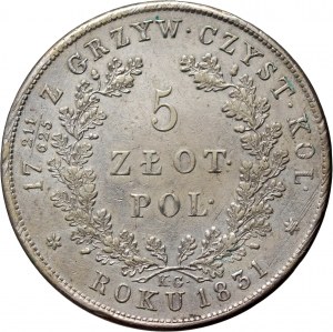 Powstanie Listopadowe, 5 złotych 1831 KG, Warszawa