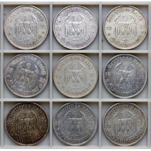 Germany, 5 marks Church - set of 9 pieces
