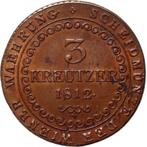 Austria, Franciszek I, 3 krajcary 1812 B, Kremnica