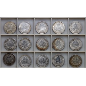 Germany, Empire, 1 mark - set of 15 coins
