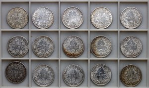 Germany, Empire, 1 mark - set of 15 coins