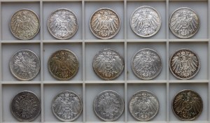 Germania, Impero, 1 marco - set di 15 monete