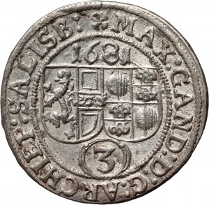 Rakousko, Salzburg, Max Gandolf von Kuenburg, 3 krajcars 1681