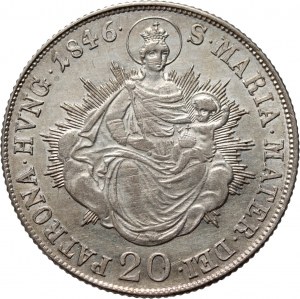 Węgry, Ferdynand V, 20 krajcarów 1846 B, Kremnica