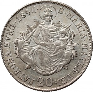 Hongrie, Ferdinand V, 20 krajcars 1846 B, Kremnica