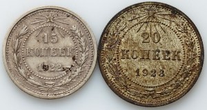 Rosja, ZSRR, zestaw 15 kopiejek 1922, 20 kopiejek 1923