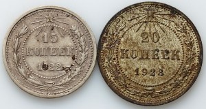 Rusko, SSSR, sada 15 kopějek 1922, 20 kopějek 1923