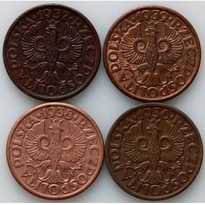 Second Republic, set of 1 grosz coins from 1936-1939, (4 pieces)