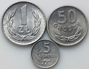 PRL, serie di monete 1960-1969, (3 pezzi)