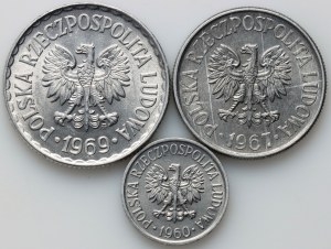 PRL, serie di monete 1960-1969, (3 pezzi)