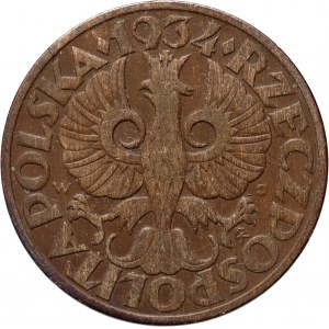II RP, 5 groszy 1934, Varsovie, millésime rare