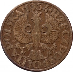 II RP, 5 groszy 1934, Warszawa, rzadki rocznik