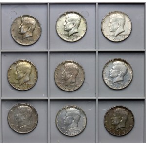 USA, 1/2 dolára 1966-1968, Kennedy - sada 9 mincí