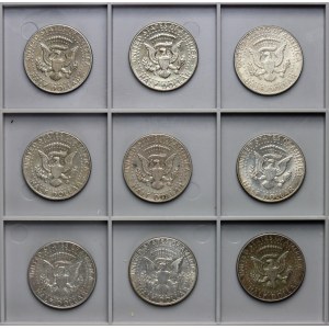 USA, 1/2 dolára 1966-1968, Kennedy - sada 9 mincí