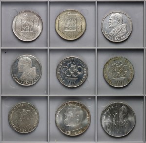 PRL, argento, serie di 9 monete