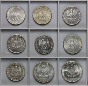 PRL, silver, set of 9 coins