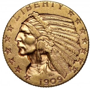 Spojené Štáty Americké, 5 dolárov 1909, Philadelphia, Indiana