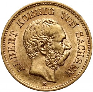 Allemagne, Saxe, Albert, 5 marks 1877 E, Muldenhütten