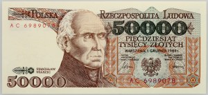 République populaire de Pologne, 50000 zloty 1.12.1989, série AC