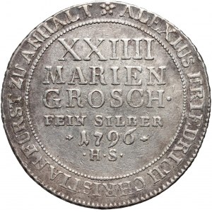 Allemagne, Anhalt-Bernburg, Alex Friedrich Kristian, 24 Mariengroschen 1796 HS, Silberhütte