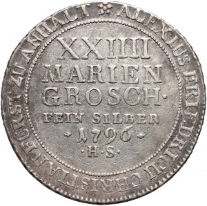 Allemagne, Anhalt-Bernburg, Alex Friedrich Kristian, 24 Mariengroschen 1796 HS, Silberhütte