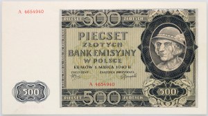 Generalne Gubernatorstwo, 500 złotych 1.03.1940, seria A