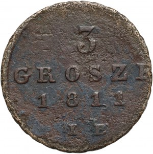Varšavské kniežatstvo, Fridrich August I., 3 grosze 1811 IB, Varšava