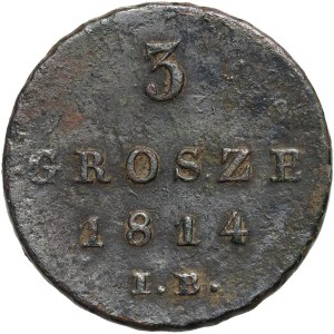 Księstwo Warszawskie, Fryderyk August I, 3 grosze 1814 IB, Warszawa