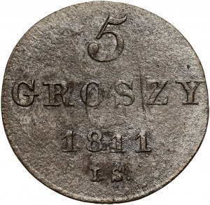 Księstwo Warszawskie, Fryderyk August I, 5 groszy 1811 IS, Warszawa