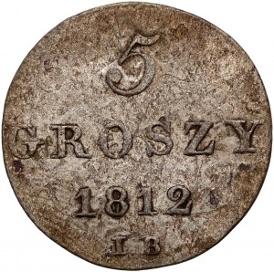 Księstwo Warszawskie, Fryderyk August I, 5 groszy 1812 IB, Warszawa - przebitka z 1/24 talara