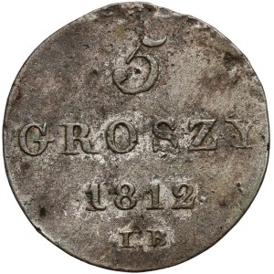 Księstwo Warszawskie, Fryderyk August I, 5 groszy 1812 IB, Warszawa - orzeł innego kształtu