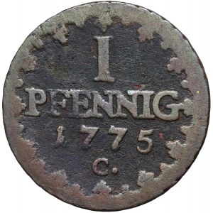 Niemcy, Saksonia, Fryderyk August III, Pfennig 1775 C, Drezno