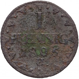 Nemecko, Sasko, Frederick August III, Pfennig 1805 H, Drážďany