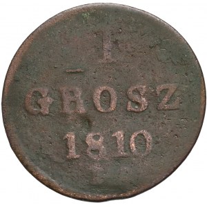 Herzogtum Warschau, Friedrich August I., 1 Pfennig 1810 IS, Warschau - breiter Adler, große Ziffern im Datum