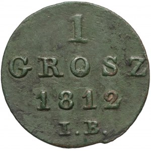 Varšavské knížectví, Fridrich August I., 1 penny 1812 IB, Varšava - zkroucená číslice 2 v datu