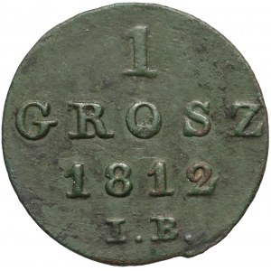 Księstwo Warszawskie, Fryderyk August I, 1 grosz 1812 IB, Warszawa - zakręcona cyfra 2 w dacie