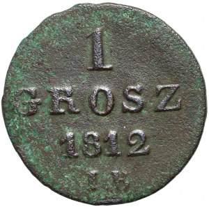 Varšavské knížectví, Fridrich August I., 1 penny 1812 IB, Varšava - úzké datum